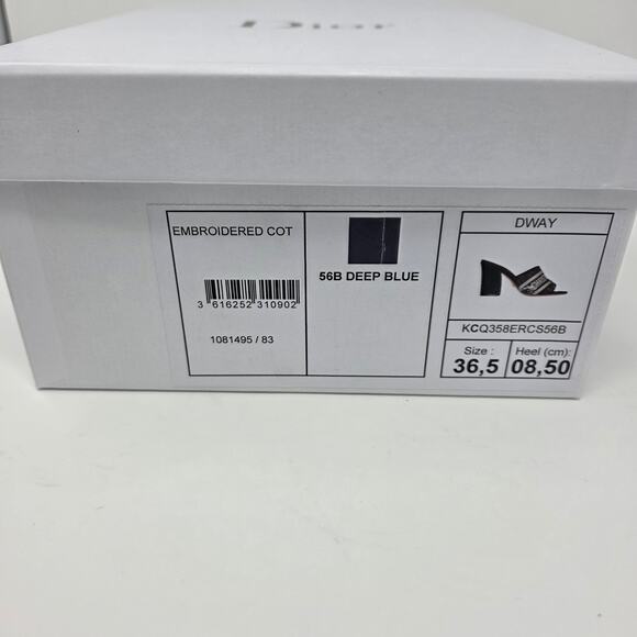 Christian Dior Dway Embroidered Heeled Mule Slides Blue IT 36.5 US 6.5 - Picture 12 of 15